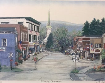 Canaan Connecticut, wall art of Northwest Litchfield county town, beautiful New England town in 11”x 14” matted print, great gift.
