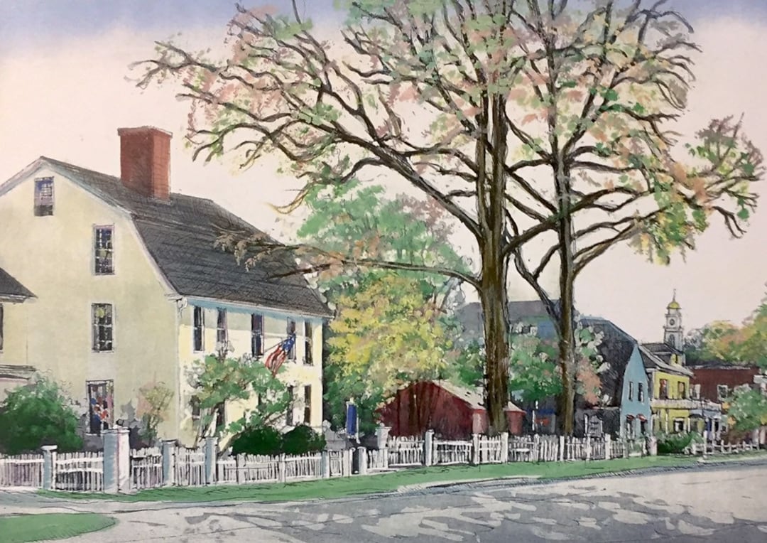 View of Simsbury, Wall Art of Historic Phelps House, Colonial Tavern