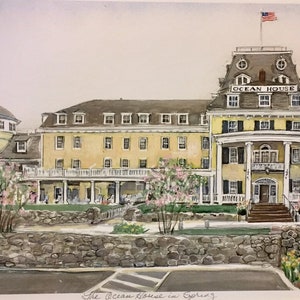Ocean House in Spring, Watch Hill historic Inn framable wall art, Rhode Island beloved hotel