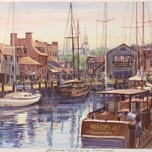 Bowen's Wharf in Summer, Newport, beloved destination for visitors from all over the world. Framable print 11”x14” by Marilyn Davis