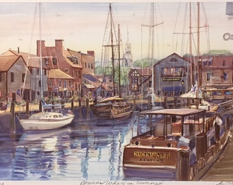 Bowen's Wharf in Summer, Newport, beloved destination for visitors from all over the world. Framable print 11”x14” by Marilyn Davis