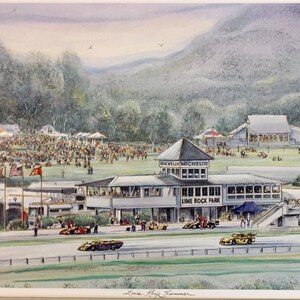 Lime Rock Race Track, Wall Art of Lakeville, Connecticut , beloved destination for racing fans. 11x14 matted Gerald Hardy art . image 4