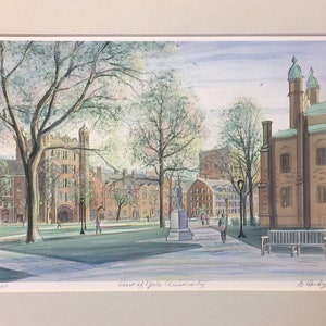 Yale University, wall art of private Ivy League university in New Haven, Connecticut, great graduation gift , 11x14 matted., easy to frame image 4