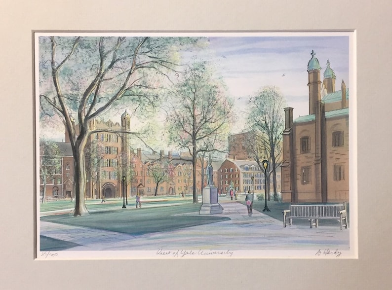 Yale University, wall art of private Ivy League university in New Haven, Connecticut, great graduation gift , 11x14 matted., easy to frame image 4