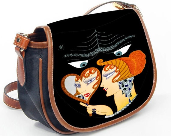 Small graceful elegant art deco shoulder bag, inspired by the aristocratic genius of Erte. Mirror tell me who is the most beautiful