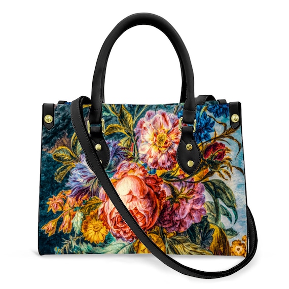 Fine Art Bag, Flower Bag for Sale, Floral Bag Flower Pattern Bag, Flower Print Bag, Boho Floral Rose Bag, Women's Artificial Leather Handbag