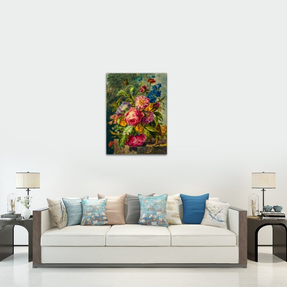 Luxury Flowers Wall Art Oil Painting Original art print, Wooden Inner Framed Canvas Painting, 30cm x 40cm (12" x 16") bouquet of flowers