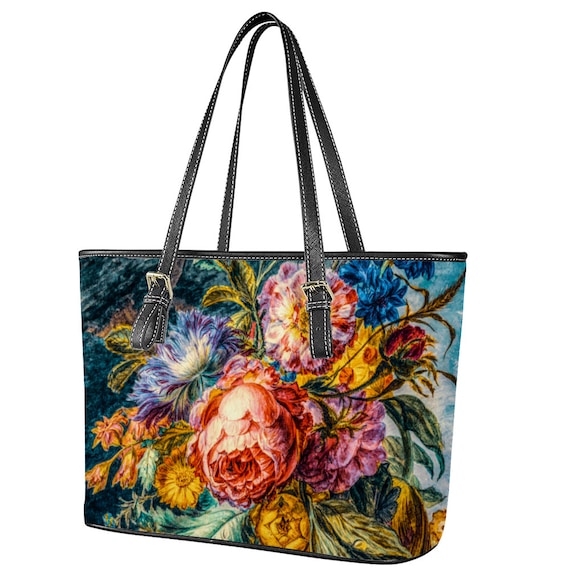 Fine Art Bag, Flower Bag for Sale, Floral Bag, Flower Pattern Bag, Flower Print Bag, Boho Floral Rose Bag, Floral Bag Artificial Leather