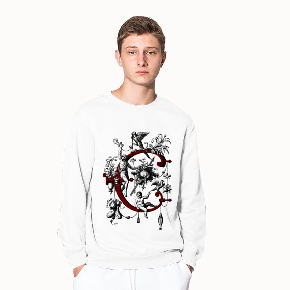 Personalized cotton sweatshirt printed on the front and back by thermal transfer of your choice: monogram C, letter C, initial C, name C