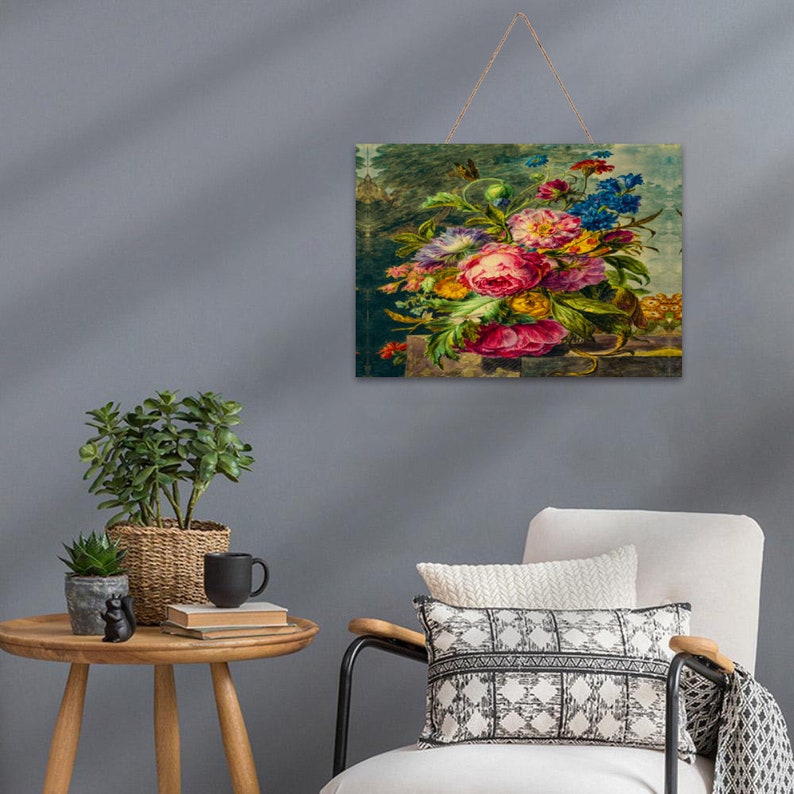 Oil Painting Roses, Large Flower Painting, Oil Painting Printed, Fine Art Wall, Floral Wall Art Prints, Flower All Sizes Sign Wooden Plaque image 3