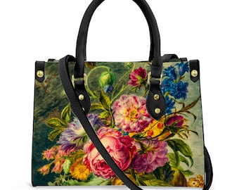 Floral Handbag, Floral Designer crossbody bag. Floral print Artificial Leather handbags for women, casual shoulder bag, designer handbags.