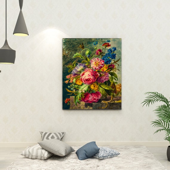 Luxury Flowers Wall Art Oil Painting Original art print, Wooden Inner Framed Canvas Painting, 50cm x 60cm (20" x 24") bouquet of flowers