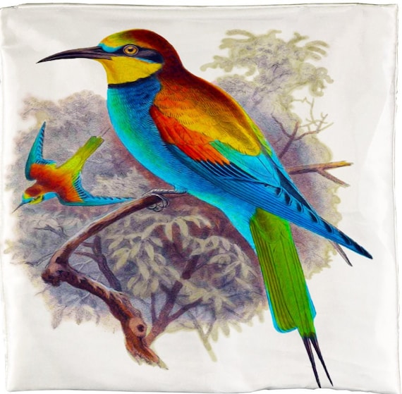 Multi-Size Pillow Cases, Classic Pillow Covers, Exotic Bird Print Painted with Gouache for an Elegant Home