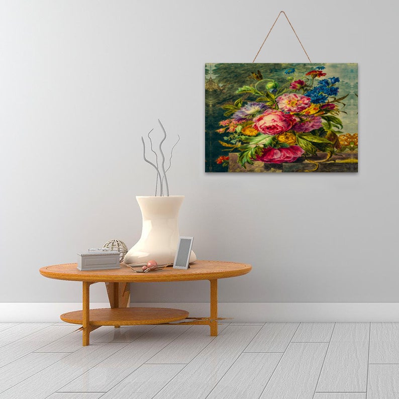 Oil Painting Roses, Large Flower Painting, Oil Painting Printed, Fine Art Wall, Floral Wall Art Prints, Flower All Sizes Sign Wooden Plaque image 4