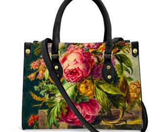 Floral Handbag, Floral Designer crossbody bag. Floral print Artificial Leather handbags for women, casual shoulder bag, designer handbags.