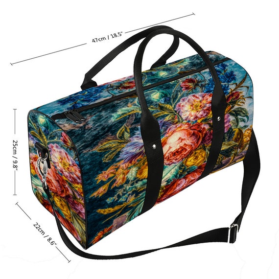 Personalized Large Duffel Travel Luggage Bag Trendy Stylish and Unique Luxurious Roses Art Print. Oil painting