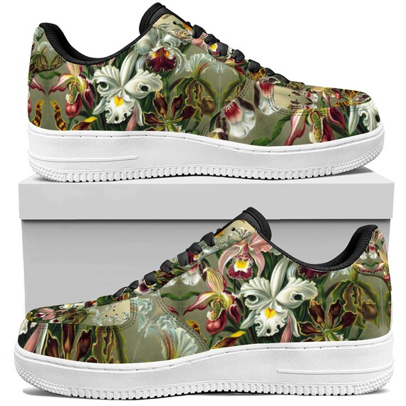 Women's & Men's Designer Shoes with luxurious gorgeous print of orchid flowers. Black/White Shoes Unisex Sneakers Leisure Sports Shoes