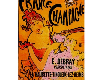 Affiche de Champagne Français Debray. Reproduction vintage Belle Epoque Art Nouveau. Art Plaque en métal rétro pour la maison ou le café.