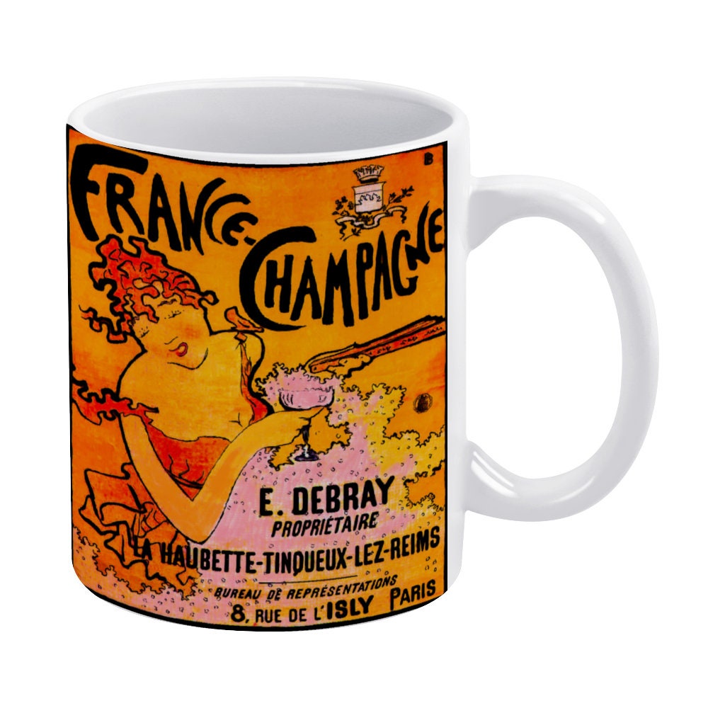 Tasse de Thé ou Café Modèle Blanc 11 Oz Imprimé Belle Époque Moderne Art Nouveau Rétro Affiche Debra