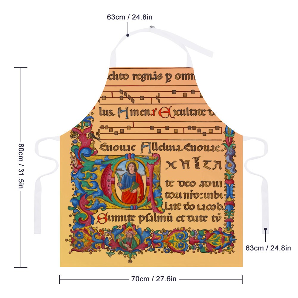 Tablier Pour Adultes avec Deux Poches 68, 58cm X 78, 74cm Impression Partition Musicale Médiévale, O