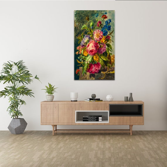 Luxury Flowers Wall Art Oil Painting Original art print, Wooden Inner Framed Canvas Painting, 35cm x 60cm 14" x 24" bouquet of flowers