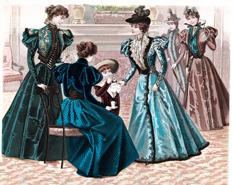 1896 fashion illustration is a perfect gift for any fashion lover or history buff. Vintage fashion at your fingertips: Download illustration