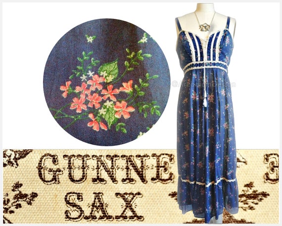 Vintage Gunne sax Jessica McClintock 1970s Gold t… - image 1