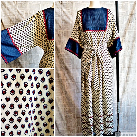 Vintage Cotton Maxi Oversized Granny Dress with Ki