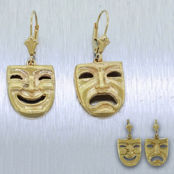 Vintage Estate 14k Gold Drama Comedy Tragedy Dangl