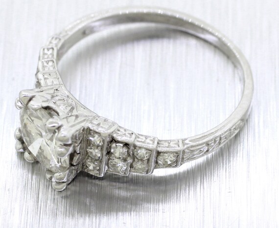 Antique Art Deco 1.35ctw Diamond Engagement Ring … - image 4
