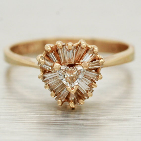 Vintage 0.45ctw Heart & Tapered Baguette Diamond … - image 1