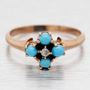 Victorian 14k Yellow Gold Turquoise Harem Ring | Five Band