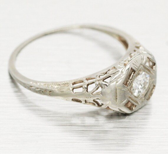 Antique Art Deco 0.20ct Diamond Solitaire Ring - … - image 2