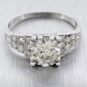 Antique Art Deco 1.35ctw Diamond Engagement Ring in Platinum Setting - EGL Graded