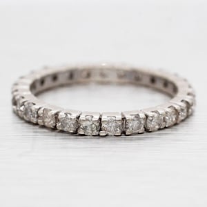 Vintage 14k White Gold 0.75ctw Diamond Eternity Band Ring | Size 5.5