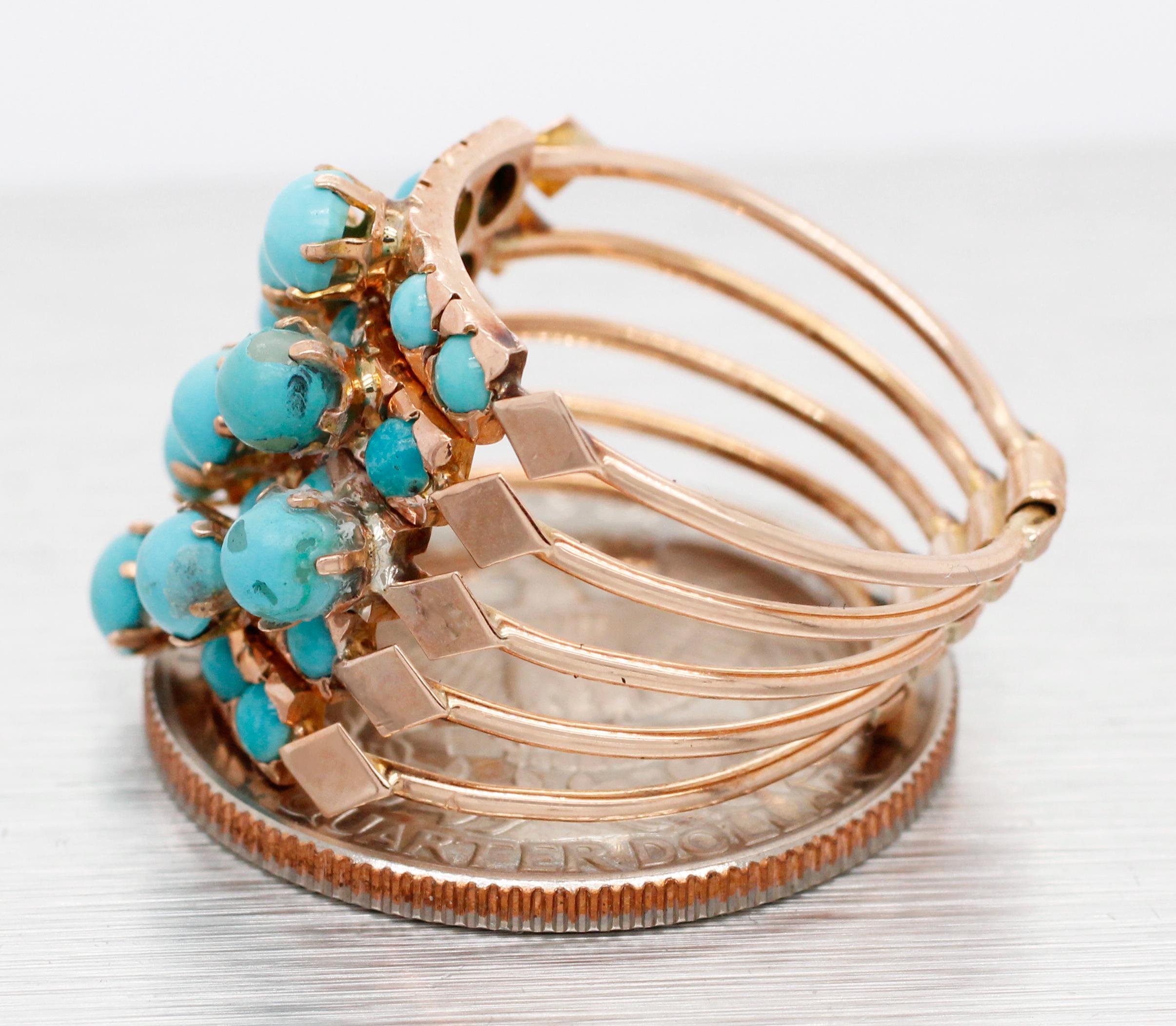 アクセサリー vintage turquoise K18 ring Victorian 14k Yellow Gold Turquoise Harem Ring | Five Band