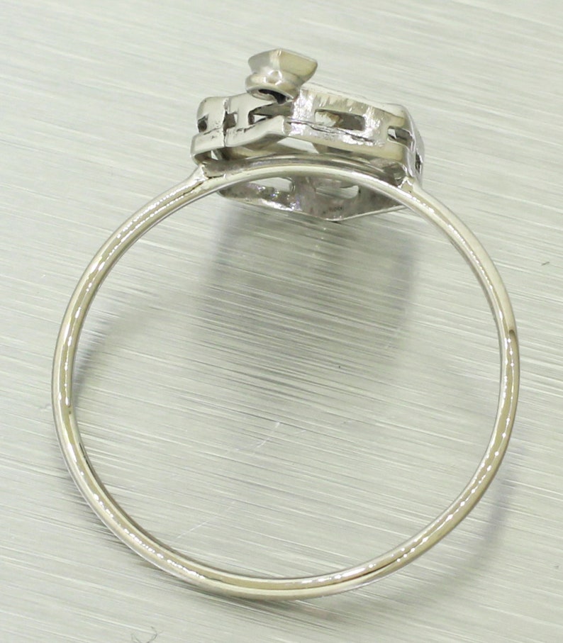 Antique Art Deco 14k White Gold 0.15ctw~ Diamond /& Sapphire Conversion Ring
