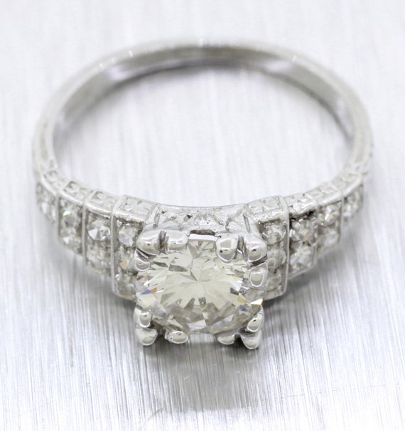 Antique Art Deco 1.35ctw Diamond Engagement Ring … - image 2