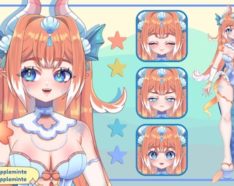 Sea Dragon Mermaid Vtuber Model | Premade Live2D | Fully Rigged | Ready for Streaming
