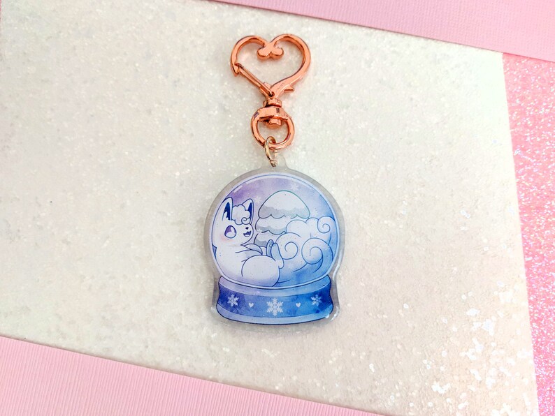 Snow Globe Glitter Keychain Etsy