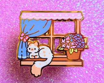 Hydrangea Window Kitty Pin