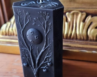 Moon Phases Beeswax Candle Handmade Spiral Triangle Pillar