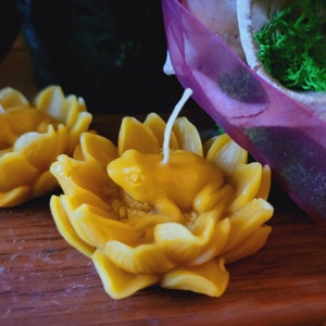 Frog on Lily | Handmade Beeswax Candle