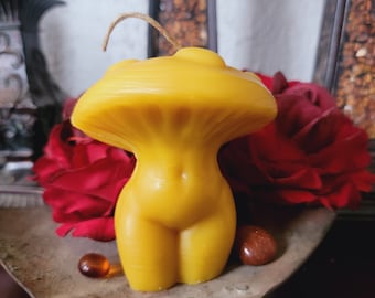 Mushroom Goddess Handmade Beeswax Candle