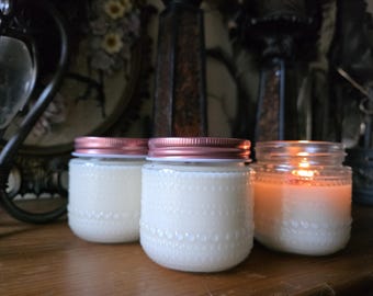 Forest & Herbal Scents | Hobnail Glass Jar | Sugar Pine Patchouli, White Sage Lavender, Green Fairy Absinthe, Forest Chai | Soy Wax Candle