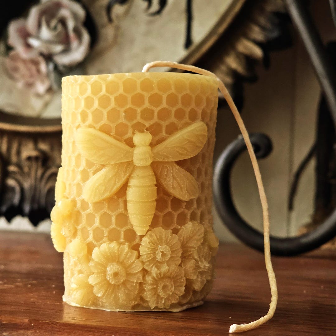 Honeycomb Lace Floral Bee Beeswax Handmade Candle - Etsy