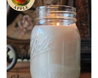Macintosh Apple Soy Candle – Crisp, Fresh, Eco Friendly, Hand Poured Mason Jars & Milk Bottles