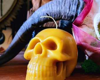 Human Skull Handmade Beeswax Candle