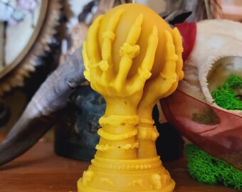 Fortune Teller Divination Crystal Ball Witch Hands with Skull Jewelry Adornments Handmade Beeswax Candle