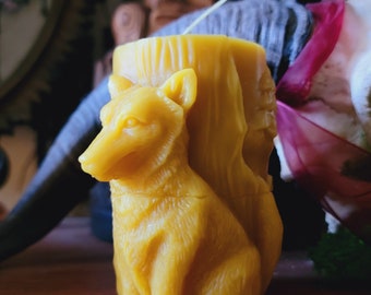 Wolf Forest Scene Handmade Beeswax Candle